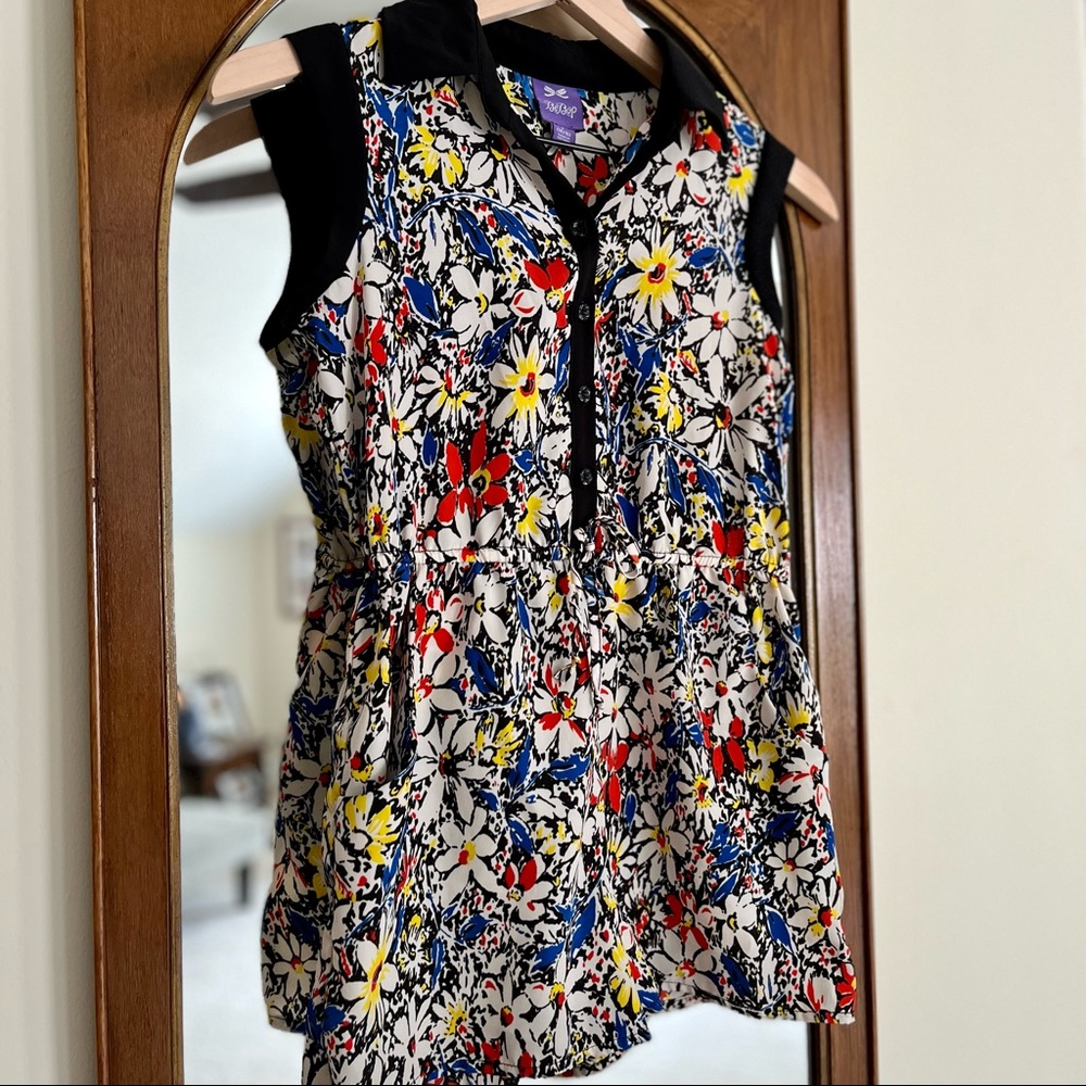 BeBop Daisy Flowers Button Up Romper with Pockets